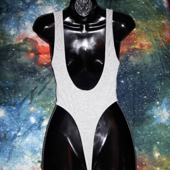 Nasty Gal Lets Get Physical Gray Thong Bodysuit - Picture 5 of 6